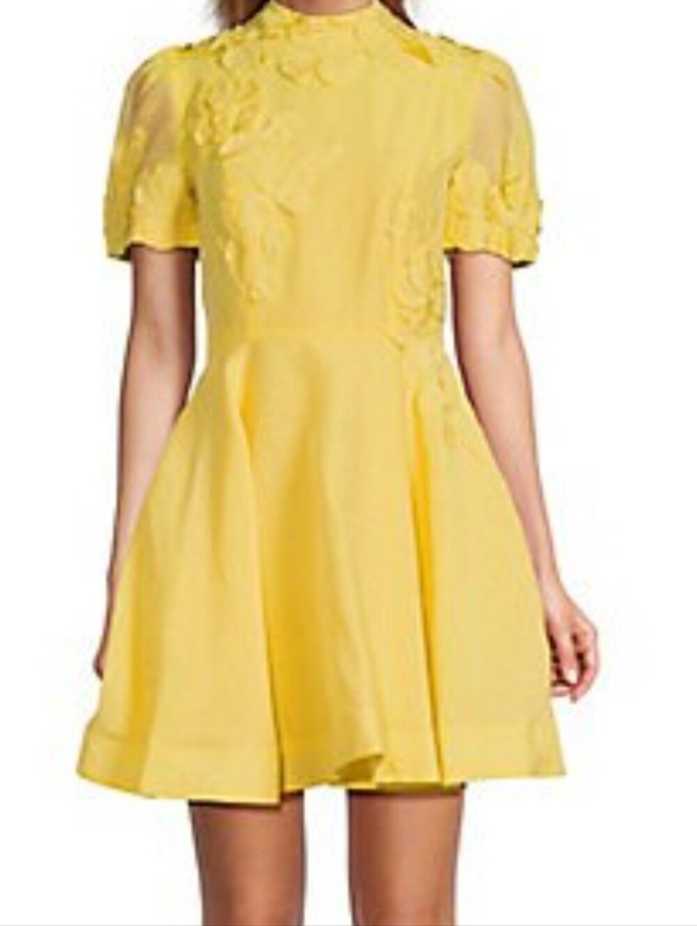 Antonio Melani Yellow Short Sleeve Fit & Flare Dress